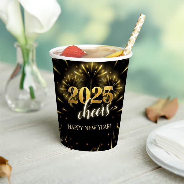 New Year's Eve 2025 Party Gold & Black Paper Cups (Creator Uploaded)