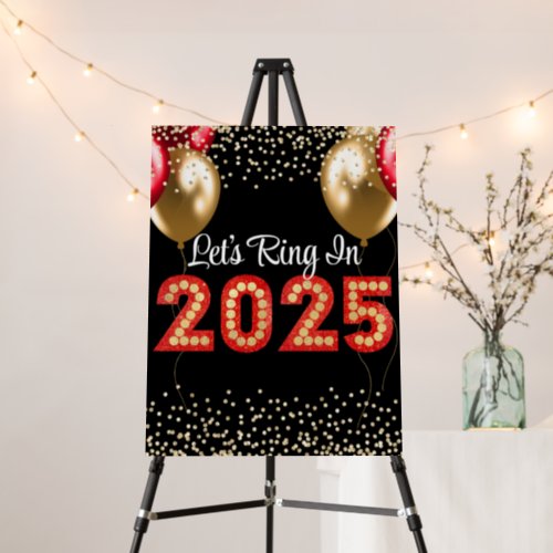 New Years Eve 2025 Party Red  Gold Marquee  Foam Board