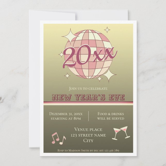 New years eve 2025 pink gold fun party Invitation  (Front)