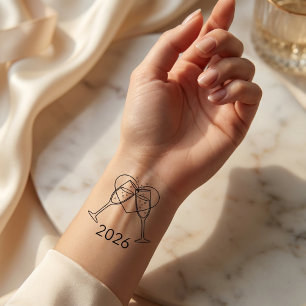 New Year's Eve 2026 Champagne Toast Temporary Tattoos