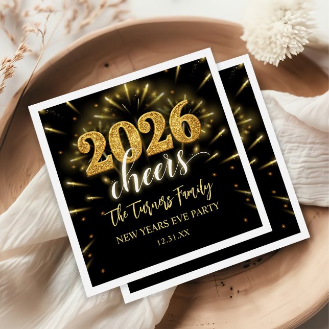 New Year's Eve 2026 Party Gold & Black Napkins (Creator Uploaded)