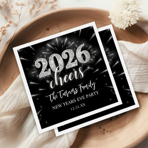 New Year's Eve 2026 Party Silver & Black Napkins