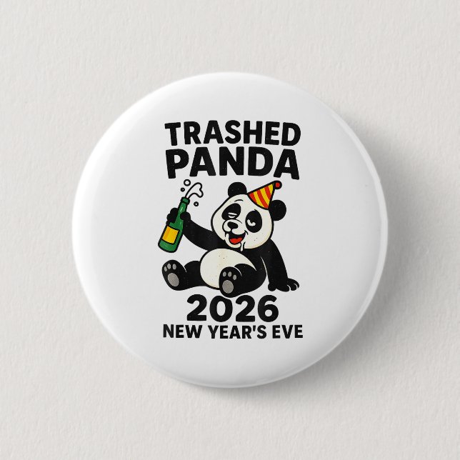 New Years Eve 2026 Trashed Panda Premium  Button (Front)