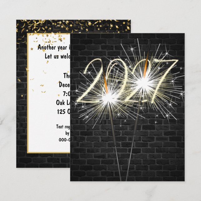 New Years Eve 2027 Party Sparklers Invitation (Front/Back)