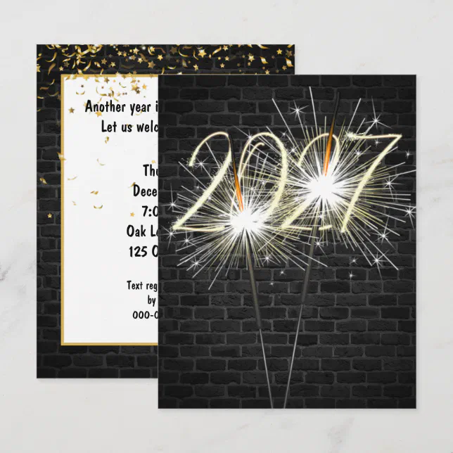 New Years Eve 2027 Party Sparklers Invitation | Zazzle
