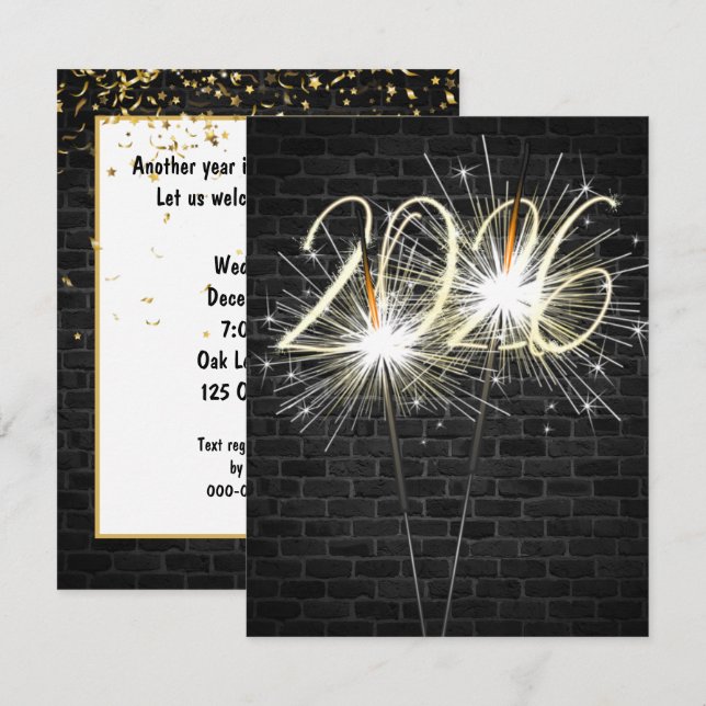 New Years Eve 2027 Party Sparklers Invitation (Front/Back)
