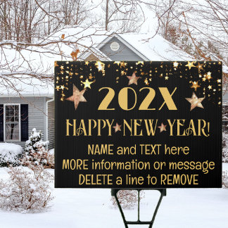 New Years Eve 2-Sided, 18x24 Outdoors Yard Sign