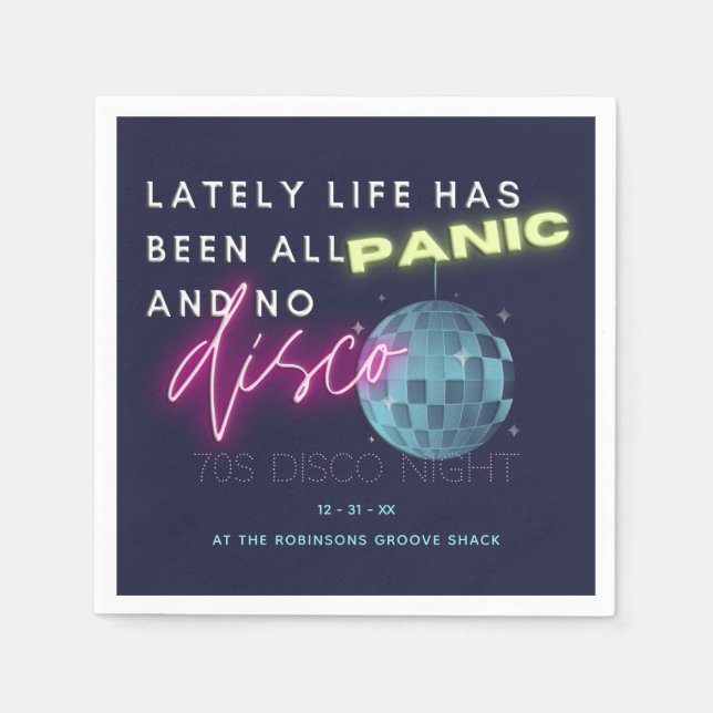 New Years Eve 70s Party Napkins (Front)