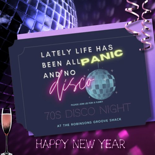 New Years Eve 70s Party Ticket Invitation