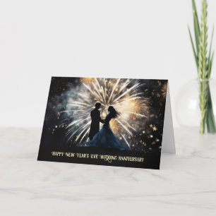 New Years Eve Anniversary Couple Silhouetted  Holiday Card
