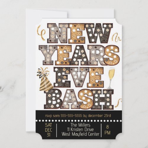 New Years Eve Bash Party Invitation