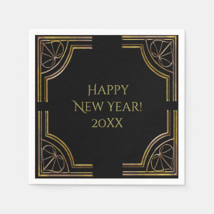 New Year's Eve Black Gold Art Deco Napkins
