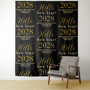 New Year's Eve Black Gold Typography backdrop