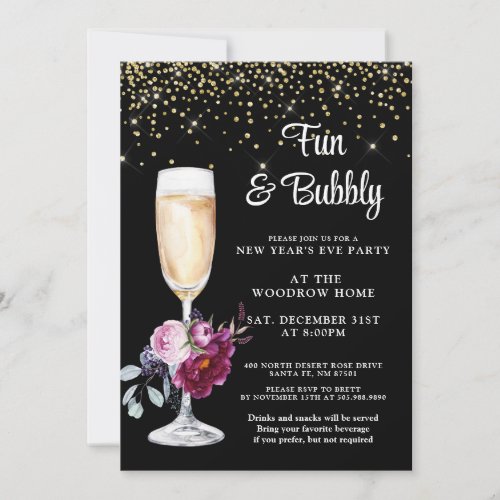 New Years Eve Black Party Invitation 