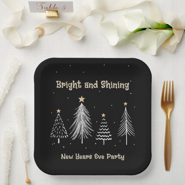 New Years Eve, Bright and Shining Holiday Party Paper Plates (Wedding)