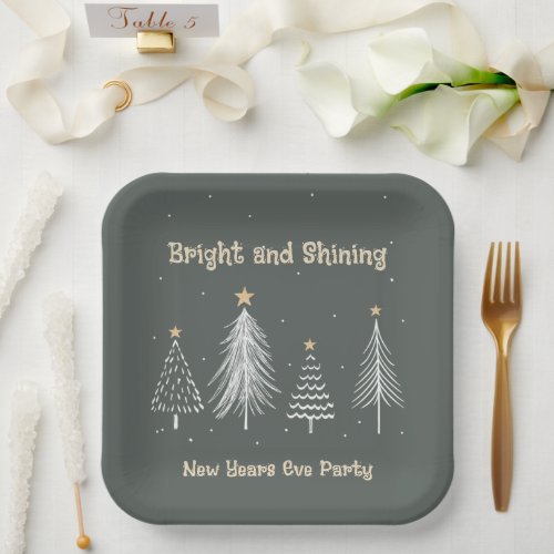 New Years Eve Bright and Shining Holiday Party Paper Plates