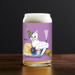 New Years Eve Cat Can Glass