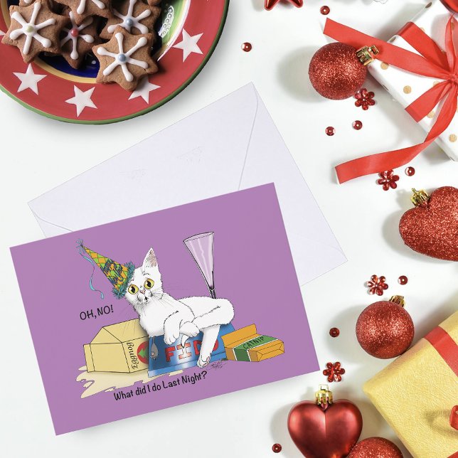 New Years Eve Cat Funny Holiday Card (Creator Uploaded)