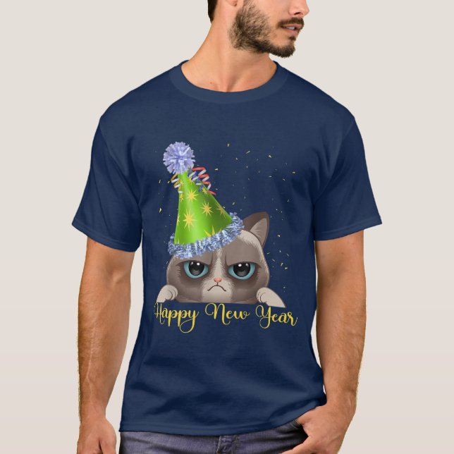 New Year's Eve Cat T-Shirt (Front)