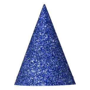 New Year's Eve Celebration Blue Faux Glitter  Party Hat
