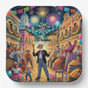 New Year's Eve Celebration El Año Viejo Paper Plates