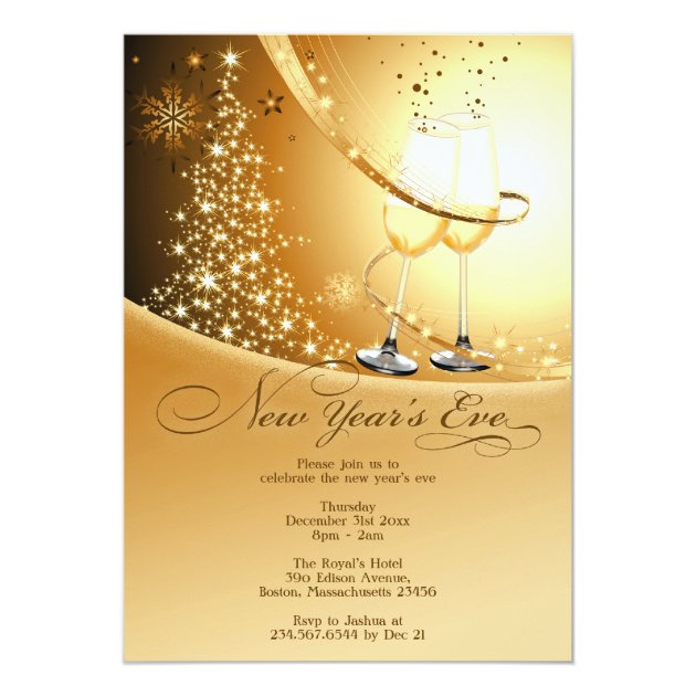New Year's Eve Celebration Flat Invitation