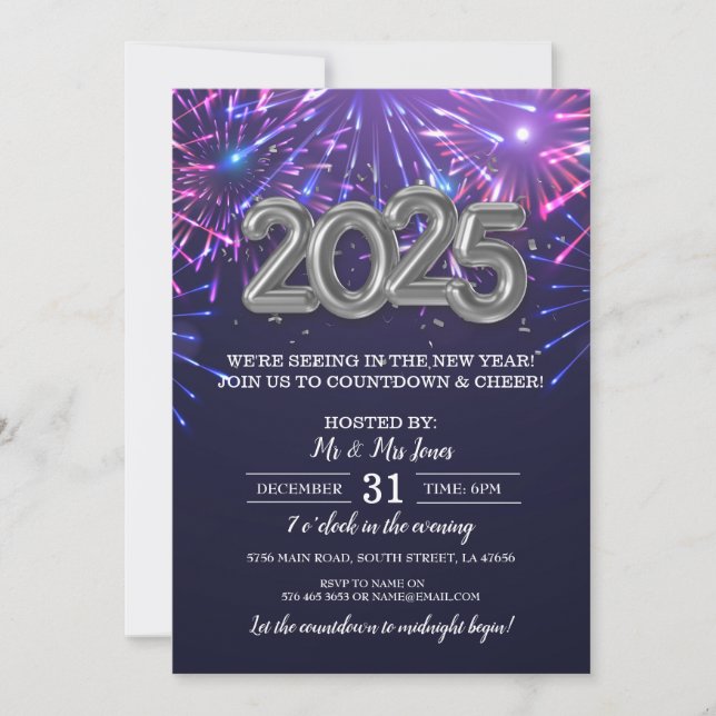 New Year's Eve Celebration Party Black Gold Invitation (Front)