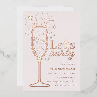 New Year's Eve Celebration Rose Gold Invitation Foil Invitation