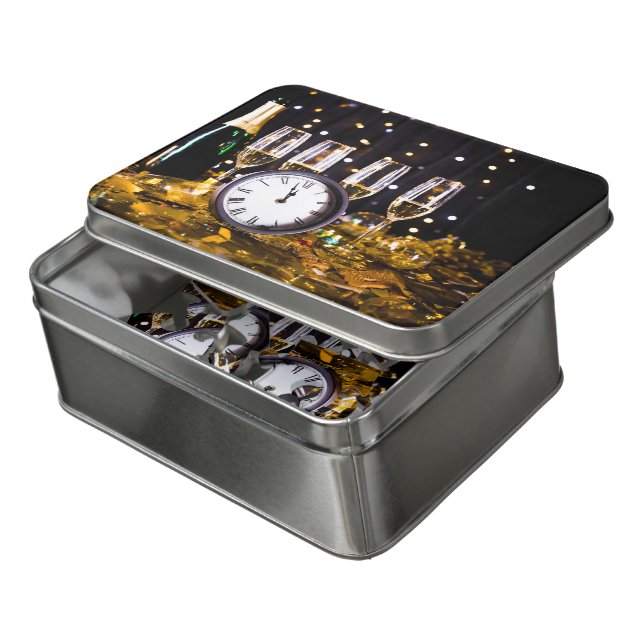 New Year's Eve celebration SlipperyJoe's champagne Jigsaw Puzzle (Lid Open)