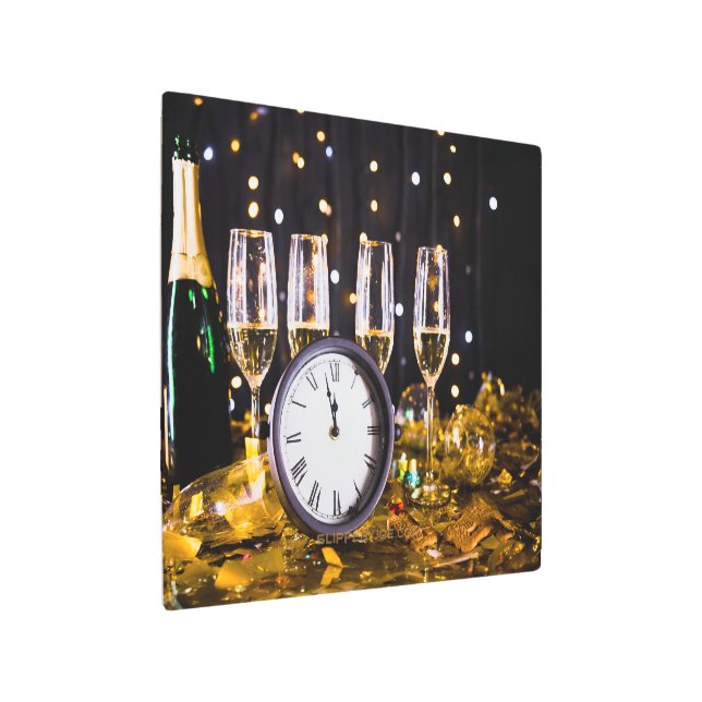 New Year's Eve celebration SlipperyJoe's champagne Metal Print (Angled)