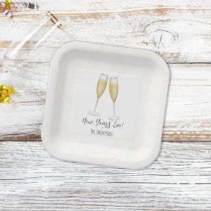 New Year's Eve Champagne Custom Party Paper Plates
