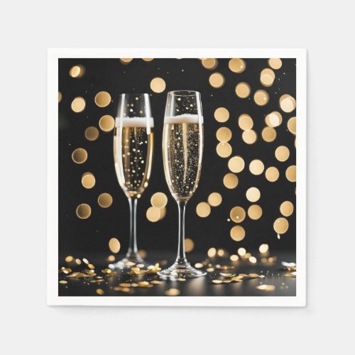 New Years Eve Champagne Flutes Napkins