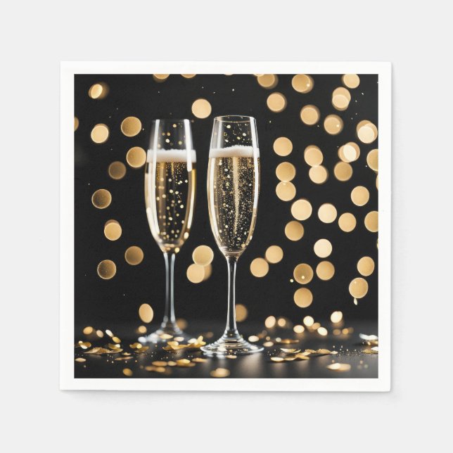 New Year's Eve Champagne Flutes Napkins (Front)