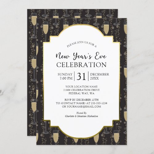 New Years Eve Champagne Glass Invitation