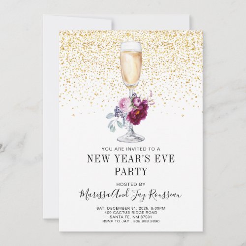 New Years Eve Champagne Glass Party Invitation