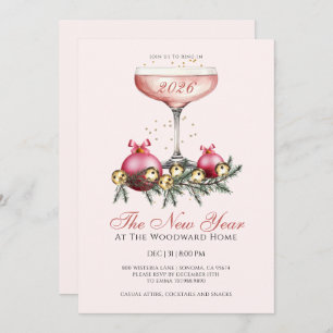 New Year's Eve Champagne Ring In The New Year Invitation