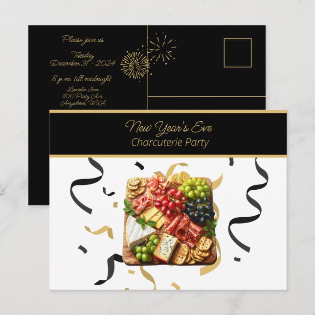 New Year's Eve  Charcuterie  Party Postcard (Front/Back)