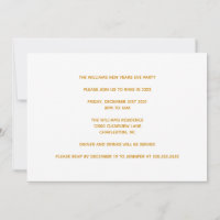 Gold Streamers Party Invitations, New Year's Eve Invitations