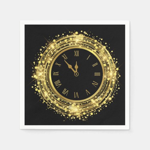 New Years Eve Clock Glitter Confetti Napkins