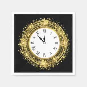New Year's Eve Clock Glitter Confetti Napkins