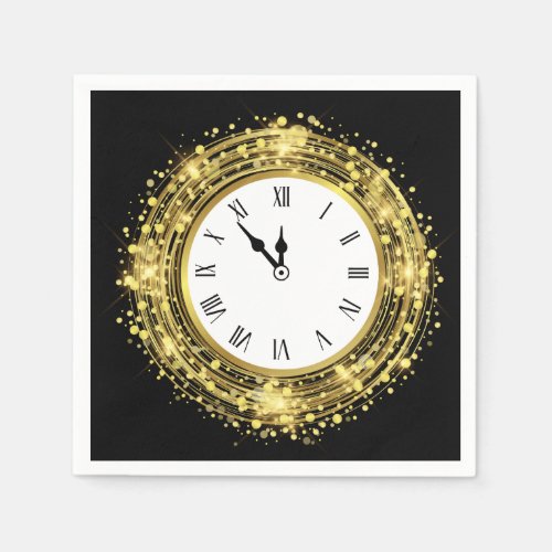 New Years Eve Clock Glitter Confetti Napkins