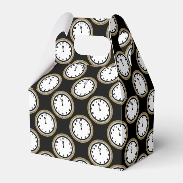 New Years Eve clock pattern party favor box (Front Side)