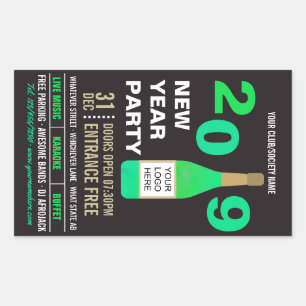 New Years Eve Club/Corporate Bash add Logo Favor Rectangular Sticker