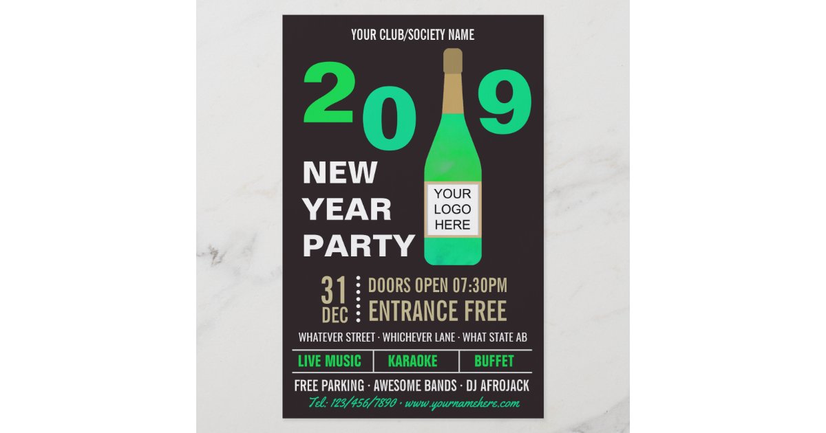 New Years Eve Club Society Bash Add Logo And Photo Flyer Zazzle Com