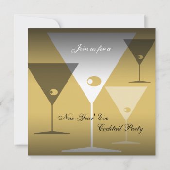 New Year's Eve Cocktail Party Invitation Martini by pixibition at Zazzle