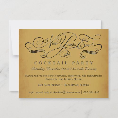 New Years Eve Cocktail Party Vintage Invitations