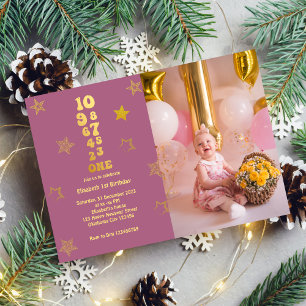 New Year's Eve Countdown 1st Birthday Photo Invitation