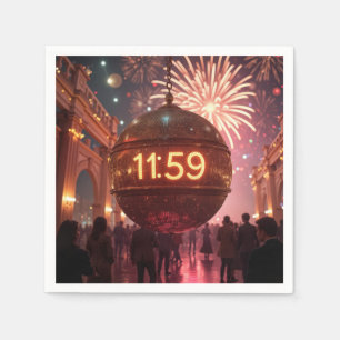 New Year's Eve Countdown Clock with Fireworks Napkins