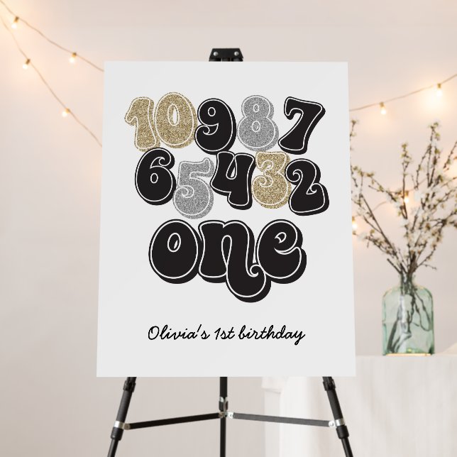 New Years Eve Countdown First Birthday Foam Board (In Situ (Stand))
