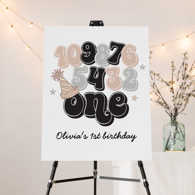 New Years Eve Countdown First Birthday Foam Board (In Situ (Stand))